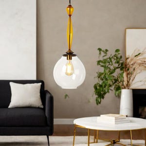 Ceiling Light Pendant Fixture - Hand Blown Pendant Light - Kitchen island lighting -Pendant Lights for Living room - Dining room light
