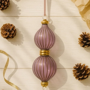 Blown Glass Christmas Ornaments | Holiday Glass Ball Ornaments | Christmas Ball Ornaments with 14K Gold Trim | Hanging Christmas Decoration