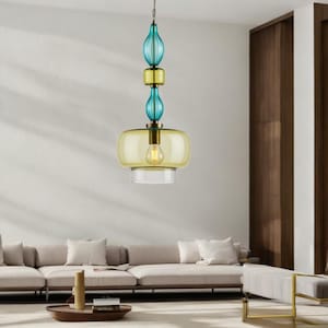 Blown Glass Ceiling Light - Pendant Light for Living room - Kitchen Island Hanging Lights - Dining Lighting Fixture - Bedroom Lighting