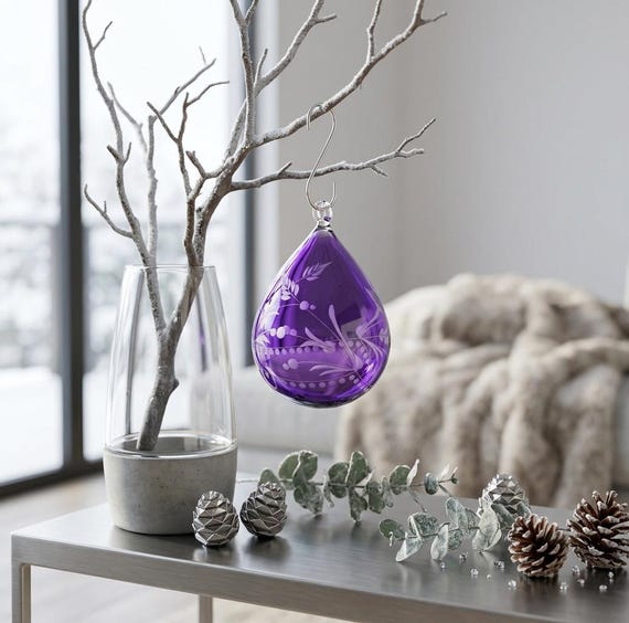 Mund geblasen Glas Weihnachtsschmuck | Lila Dekoration im ägyptischen Stil