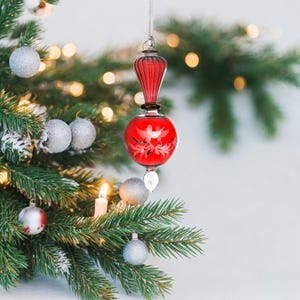 Handmade Glass Christmas Ornaments | Egyptian Christmas Tree Decorations | Tree Topper Baubles | Engraved Glass Decor for Holiday & New Year