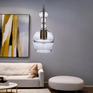 Blown Glass Pendant Light - Hanging Light - Pendant Lighting Over Kitchen Island - Pendant Lights for Dining Table - Ceiling Light Fixture