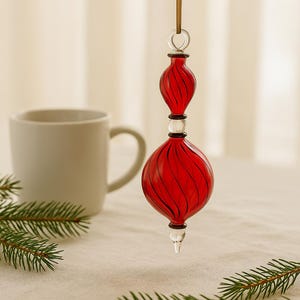 Hand Blown Red Glass Christmas Ornament | Holiday Egyptian Bauble | Christmas Tree Decoration | Collectible Ornament Gift for New Year