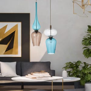 Hand Blown Glass Pendant Light | Set Ceiling Pendant Lights Fixtures | Hanging Pendant Lamp | Kitchen Pendant Lighting | Hanging Lights
