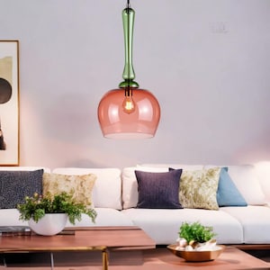 Blown Glass Pendant for Ceiling | Kitchen Island Light Fixture | Hand Blown Pendant Lamp | Modern Pendant Lighting | Glass Pendant Light