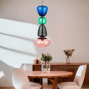 Blown Glass Pendant Light | Glass Pendant Lights | Kitchen Island Light | Glass Pendant Lighting | Ceiling Light | Hanging Lights Pendant