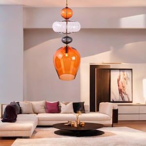 Unique Glass Pendant Light | Hanging Light Fixture | Modern Ceiling Lamp | Statement Glass Pendant Lights | Pendant Lamp | Ceiling Light