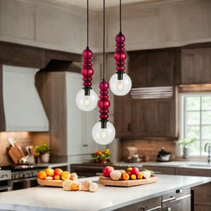 Handgeblazen glazen hanglamp | Handgemaakte plafondlamp | Hanglampen keukeneiland kroonluchter | Set hanglamp