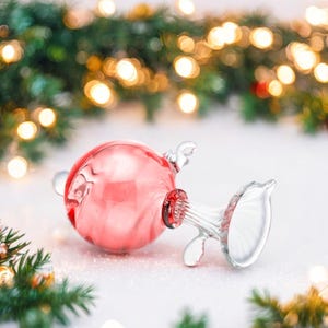 Red handmade ornament | glass Christmas ball | holiday décor | for mom from daughter | pretty glass ornament | blown Christmas decorations