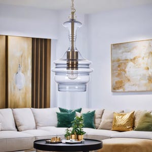 Pendant Lighting Fixture for Bedroom – Hand Blown Glass Ceiling Light for Kitchen Island Lighting - Dining Room Lights - Pendant Light