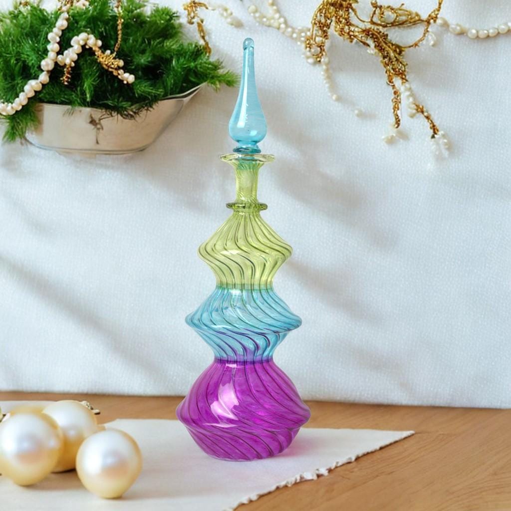 マルチカラーの吹きガラス製フレグランスボトル | 手作りのカラフルな