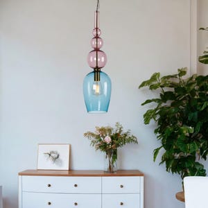 Modern Pendant Lighting Fixture | Glass Chandelier Ceiling Light | Kitchen Island Pendant Lamp | Blown Glass Pendant Light | Hanging Lights
