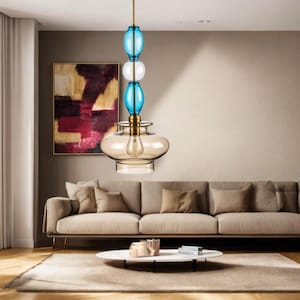 Blown Glass Pendant Light | Kitchen Island Light | Hanging Lights | Ceiling Light | Light Pendant | Glass Pendant Lighting | Lights Fixture