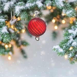 Glass Christmas Ball Ornament | Handmade Glass Ornament | Egyptian Baubles for Christmas Tree Decorations | Hanging Ornaments with 14K Gold
