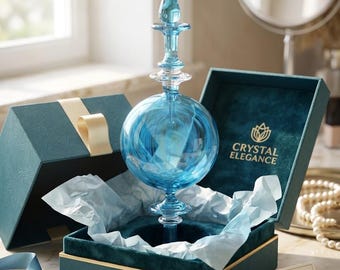 Flacone di profumo in vetro soffiato blu – Decanter decorativo egiziano – Flaconi ricaricabili