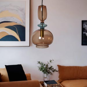 Glass Pendant Light for Kitchen Island Lights | Hand Blown Pendant Lighting | Hanging Pendant Lights  | Ceiling Lights | Lighting Fixtures