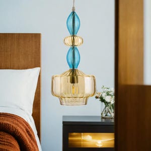 吹きガラス天井ペンダントライト – キッチンアイランド、ダイニングテーブル、リビングルーム用のユニークな吊り下げ器具 – キッチンアイランド用ペンダントライト