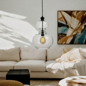 Blown Glass Pendant Lighting - Kitchen Island Light Fixture - Bedroom Hanging Lamp - Dining Ceiling Light - Pendant Light Glass for Living