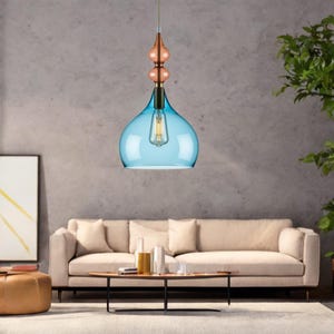 Blown Glass Pendant Light | Kitchen Pendant Lighting | Glass Pendant Lights | Hanging Light | Ceiling Light Fixture | Island Pendants