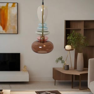 Glass Pendant Light | Pendant Lights for Kitchen Island | Hand Blown Pendant Lighting | Kitchen Lights | Ceiling Lights | Lighting Fixtures