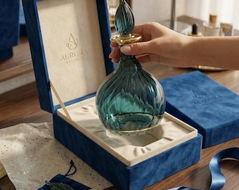 Hand Blown Glass Perfume Bottle - Egyptian 14K Golden Trim - Refillable Bottles
