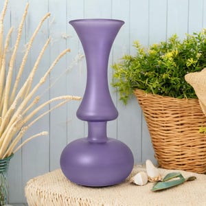 Decorative Purple Table Vase – Modern Glass Vase, Hand Blown Unique Flower Arrangement Vase, Ideal for Minimalist – Home Decoration Glass