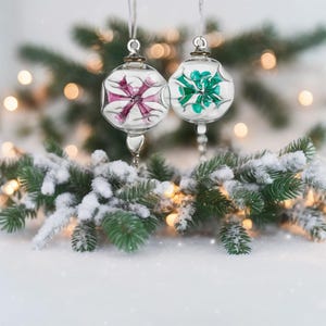 Handmade Blown Glass Christmas ornaments set | Christmas Tree Decorations Ornaments | Holiday Décor | Hanging Christmas Ball Ornaments Gift