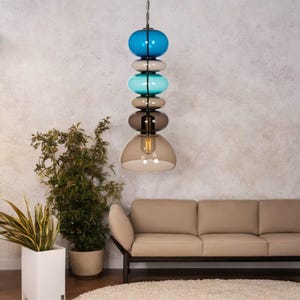 Hand Blown Glass Pendant Lights | Multicolored Glass Lighting For Kitchen Island | Handmade Hanging Lamp | Ceiling Light | Lighting Fixtures