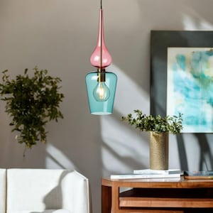Blown Glass Lighting Fixture | Kitchen Island Light | Ceiling Lamp | Modern Glass Pendant Light | Hanging Lights | Handmade Pendant Lighting