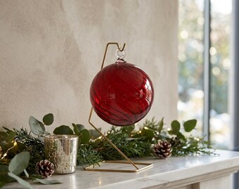 手吹きガラス製赤いクリスマスボールオーナメント｜クリスマスツリーの