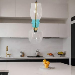 Modern Kitchen Pendant Lighting | Blown Glass Ceiling Light Fixture | Hanging Pendant Lamp for Dining Area | Living room Pendant Light