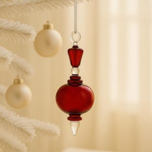 Red Glass Ball Ornaments | Collectible Christmas Decoration | Tree Hanging Holiday | Christmas Tree Ornaments for New Year | Holiday Party