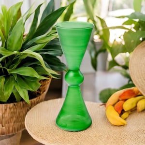 Tall Green Glass Vase | Hand Blown Decorative Vase | Handmade Flower Vase | Modern Living Room Décor Vase | Unique Table Centerpiece Vases