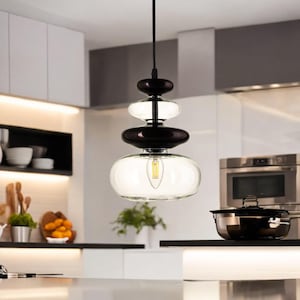 Blown Glass Pendant Light | Hanging Pendant Lights | Kitchen Island Light | Modern Pendant Lighting | Ceiling Lighting Fixtures