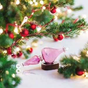 Engraved Glass Ornament with 14K Gold Trim | Purple Christmas Tree Decoration | Hand Blown Christmas Ornaments | Egyptian Christmas Gift