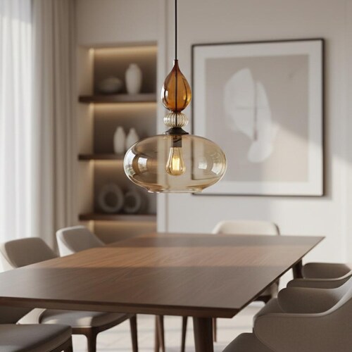 Light Fixtures - Blown Glass Pendant Light - Hanging Lamp - Kitchen Lighting - Ceiling Lights