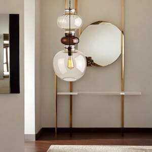 Pendant Light Blown Glass Shade | Kitchen Island Ceiling Light | Modern Pendant Lights Fixture | Hanging Glass Lamp | Pendant Home Lighting