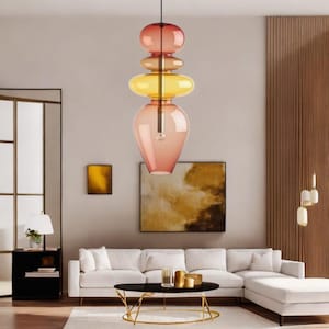 Lámpara colgante de techo / Lámpara colgante / Iluminación colgante para cocina o comedor / Lámpara de techo de vidrio soplado / Iluminación colgante moderna