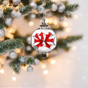Red Glass Christmas Ball Ornaments | Handmade Blown Glass Baubles | Holiday Décor | Christmas Tree Ornaments | Hanging Ornaments Decoration