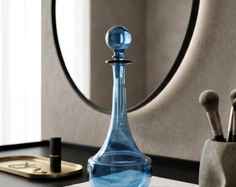 Hand-Blown Blue Egyptian Glass Perfume Bottle - Handmade Decanter - Refillable Glass Bottles