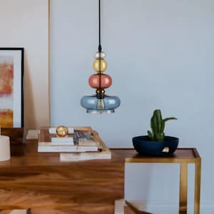 Hanging Light Fixture for Kitchen – Hand Blown Pendant Light Glass for Bedroom, Living Room Lights, Ceiling Light - Kitchen Island Lighting