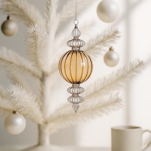 Hand Blown Gold Glass Christmas Ornaments | Christmas Decoration for New Year Party | Holiday Tree Bauble | Hanging Glass Ball Ornaments