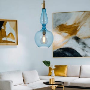Hand Blown Glass Pendant Light | Pendant Lamp for Kitchen Island | Ceiling Hanging Light | Modern Lighting Fixture | Glass Pendant Lighting