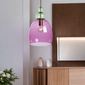 Hand Blown Glass Pendant | Pendant Light for Kitchen Ceiling | Blown Glass Hanging Fixture | Lighting for Kitchen Island | Pendant Lamp