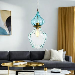 Kitchen Island Pendant Light - Hand Blown Glass Pendant Lamp - Perfect for Dining Room Pendant, Bedroom Lighting & Modern Living room Lights