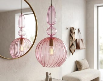 Blown Glass Pendant Light - Light Fixtures - Lighting for Kitchen Island - Hanging Lamp - Ceiling Lights
