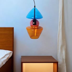 Lámpara colgante moderna - Lámpara colgante de vidrio soplado - Lámpara de techo multicolor para dormitorios - Luces de isla de cocina - Lámpara colgante