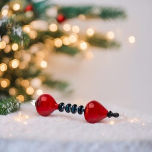 Handmade Red Blown Glass Ornament |  Ornaments for Holiday Décor | Hanging Ornaments for New Year | Unique glass Christmas Tree Topper