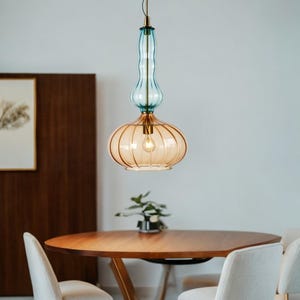 Hand Blown Pendant Light for Living room - Ceiling Light Fixtures for Kitchen Island - Bedroom Hanging Lamp - Dining pendant lighting