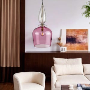 Hand blown Glass Pendant Light | Kitchen Island Ceiling Light Fixture | Blown Glass Pendant Lights | Pendant Lighting for Living room